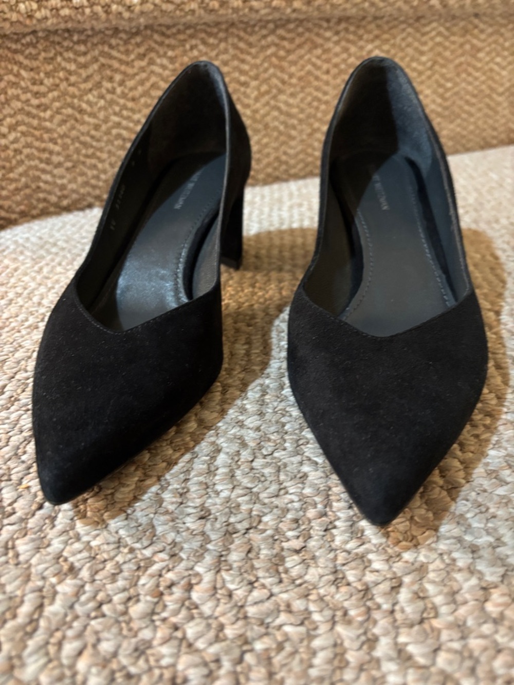 Stuart Weitzman Black Suede Pointed-Toe Pumps